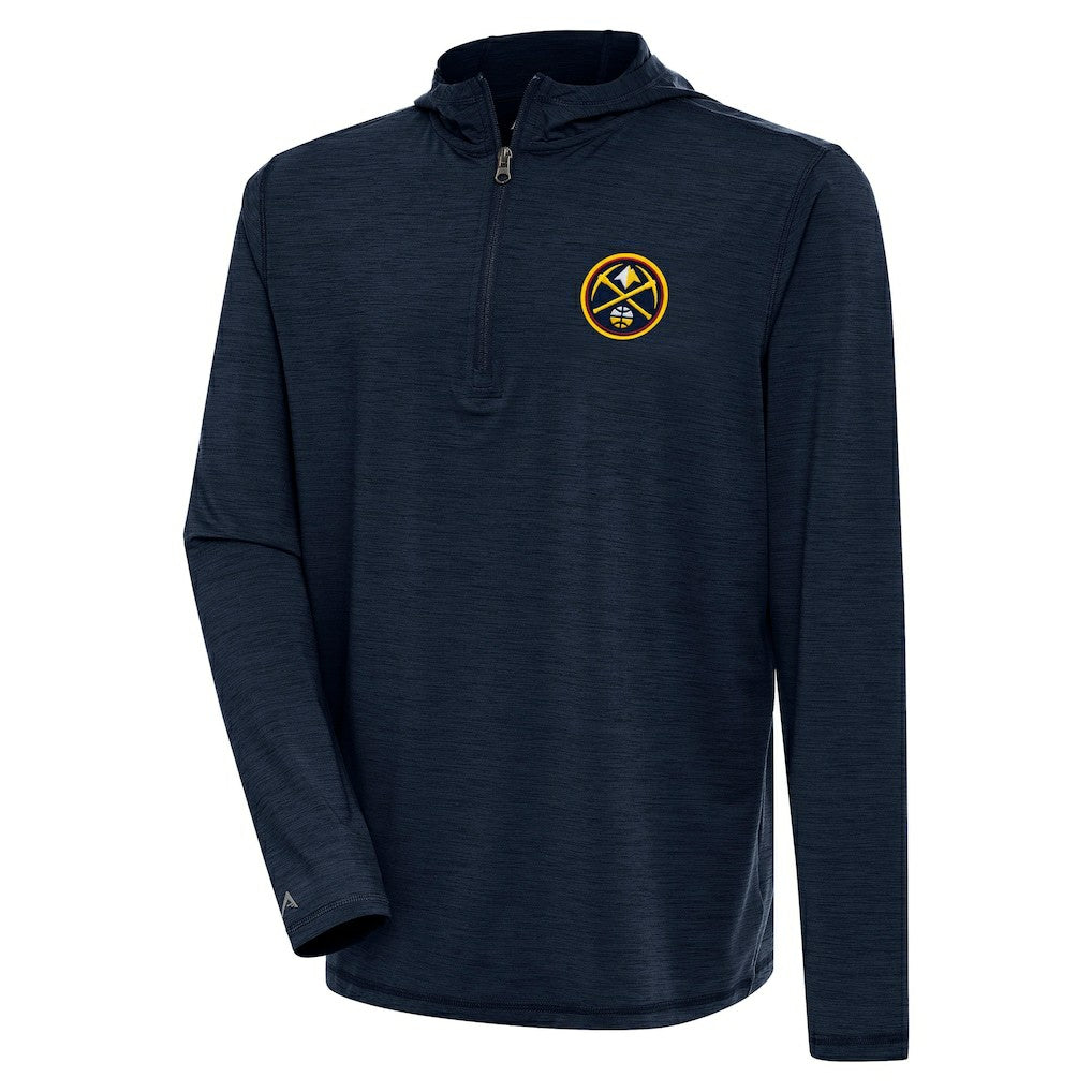 Denver Nuggets Antigua Tidy Quarter-Zip Lightweight Pullover Top Heather Navy - NBA