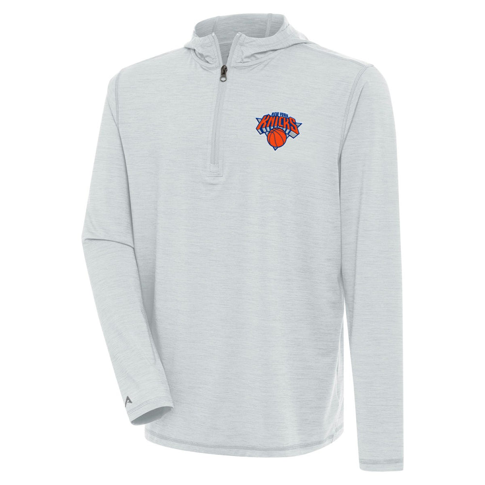 New York Knicks Antigua Tidy Quarter-Zip Lightweight Pullover Top Heather Gray - NBA