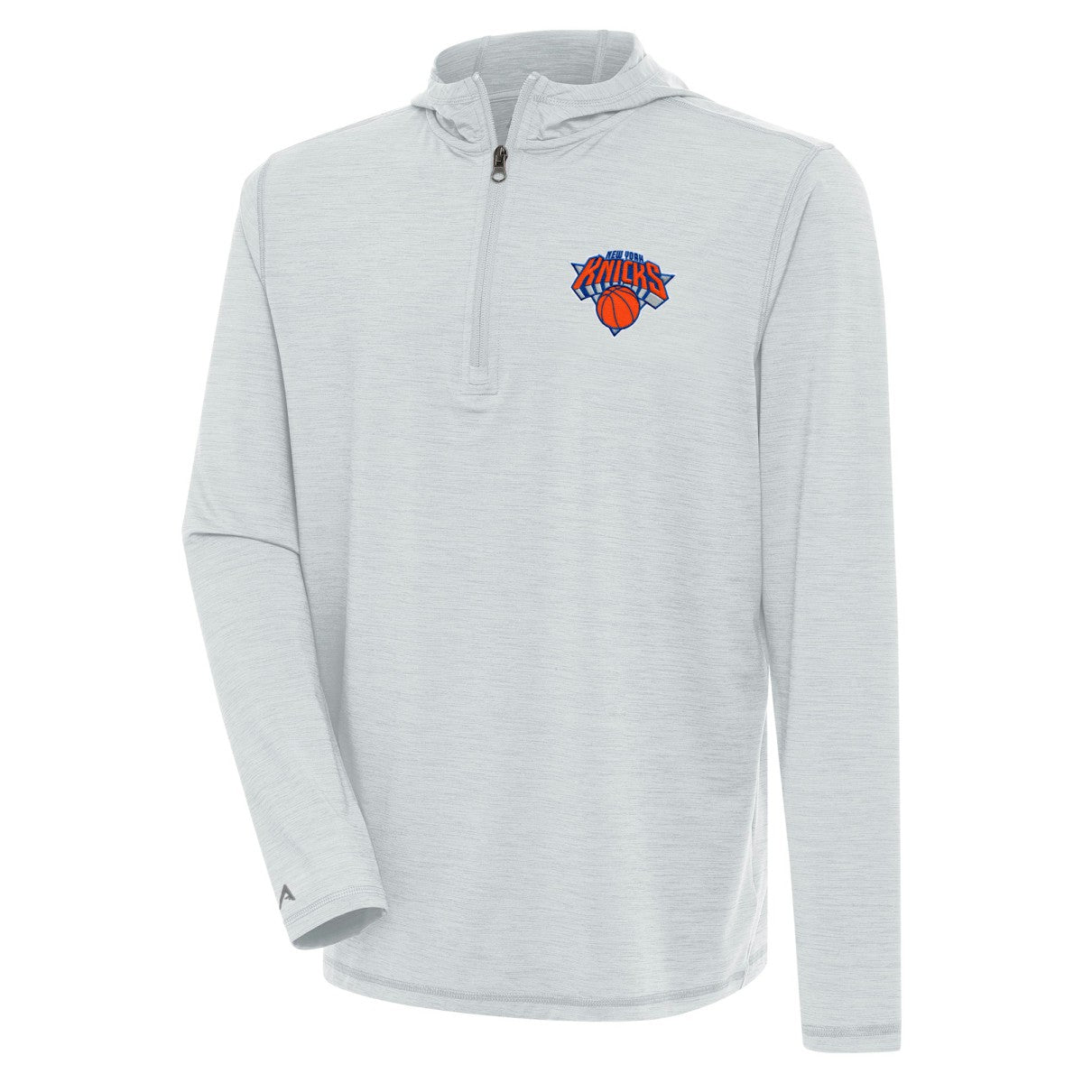 New York Knicks Antigua Tidy Quarter-Zip Lightweight Pullover Top Heather Gray - NBA