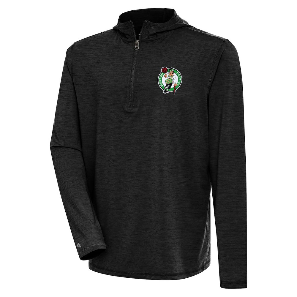 Boston Celtics Antigua Tidy Quarter-Zip Lightweight Pullover Top Heather Black - NBA