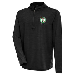Boston Celtics Antigua Tidy Quarter-Zip Lightweight Pullover Top Heather Black - NBA