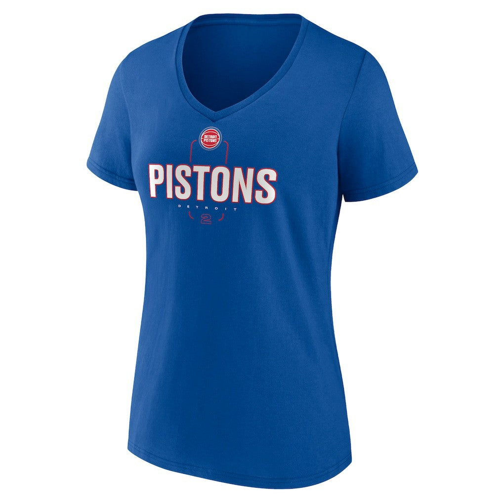Cade Cunningham Detroit Pistons Women's Behind The Back Name & Number V-Neck T-Shirt Blue - NBA
