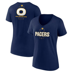 Tyrese Haliburton Indiana Pacers Women's Behind The Back Name & Number V-Neck T-Shirt Navy - NBA