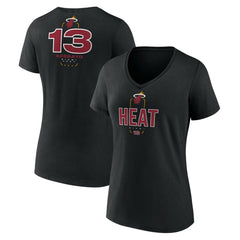 Bam Adebayo Miami Heat Women's Behind The Back Name & Number V-Neck T-Shirt Black - NBA