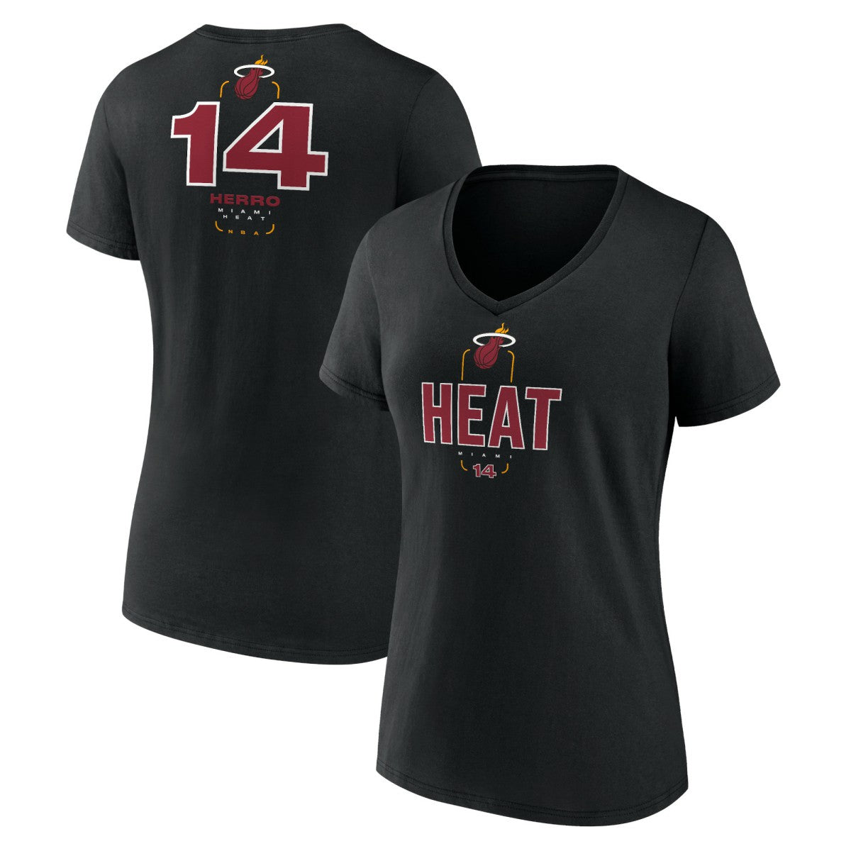 Tyler Herro Miami Heat Women's Behind The Back Name & Number V-Neck T-Shirt Black - NBA