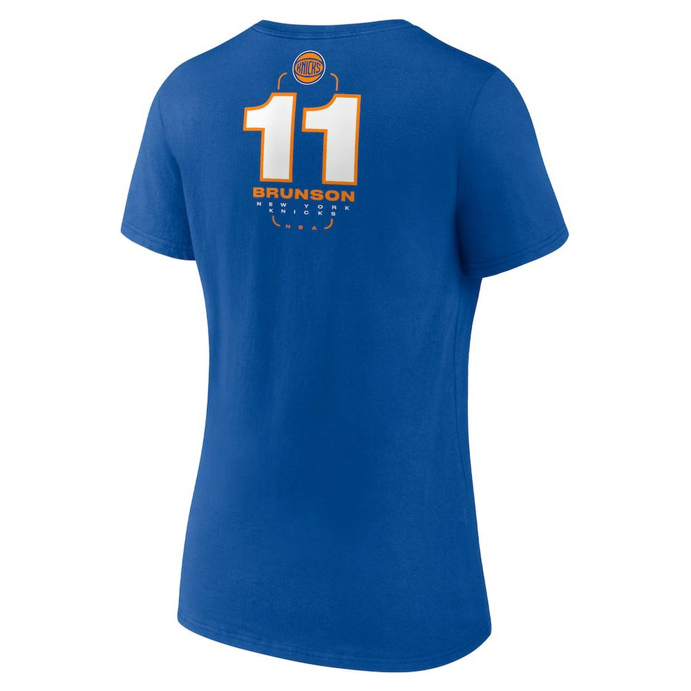 Jalen Brunson New York Knicks Women's Behind The Back Name & Number V-Neck T-Shirt Royal - NBA