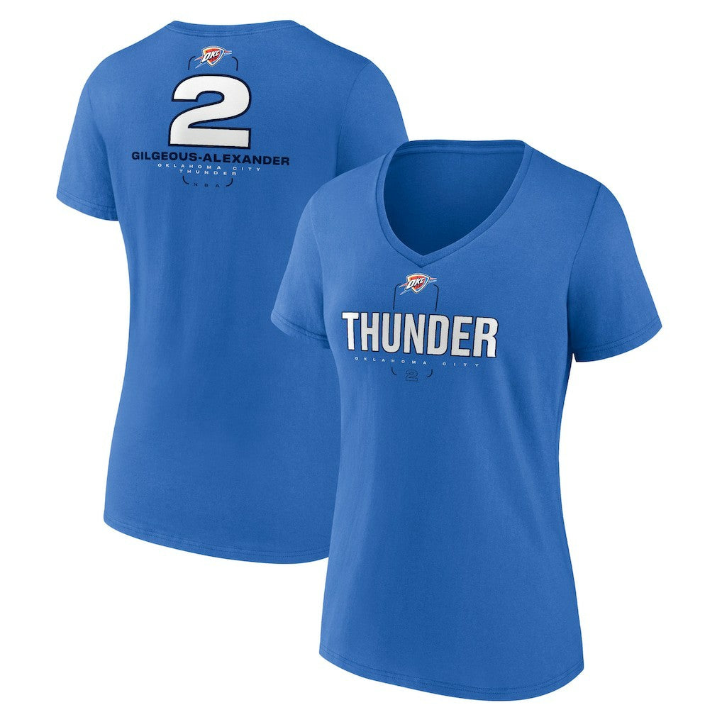 Shai Gilgeous-Alexander Oklahoma City Thunder Women's Behind The Back Name & Number V-Neck T-Shirt Blue - NBA