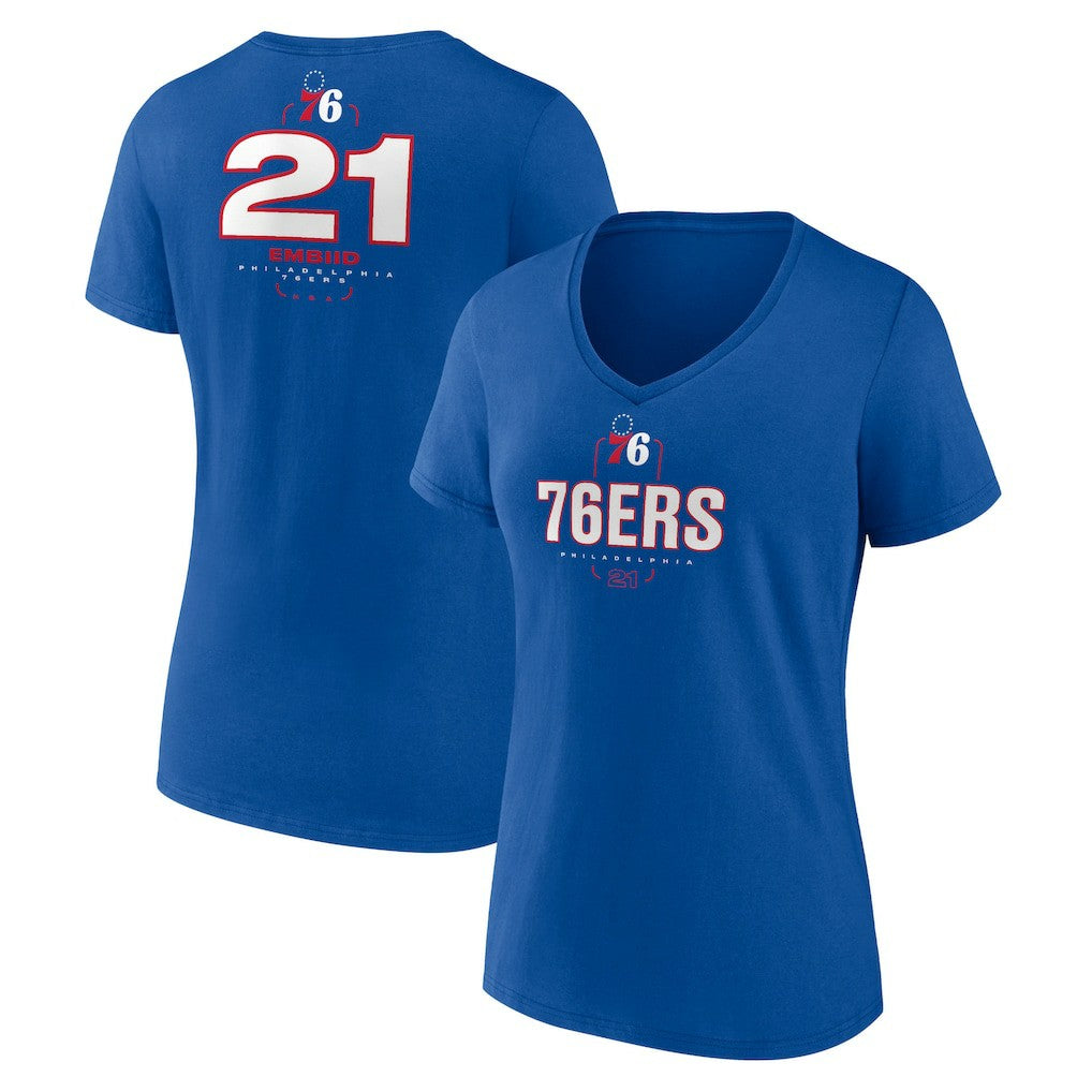 Joel Embiid Philadelphia 76ers Women's Behind The Back Name & Number V-Neck T-Shirt Royal - NBA