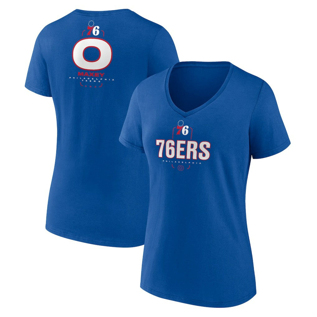 Tyrese Maxey Philadelphia 76ers Women's Behind The Back Name & Number V-Neck T-Shirt Royal - NBA