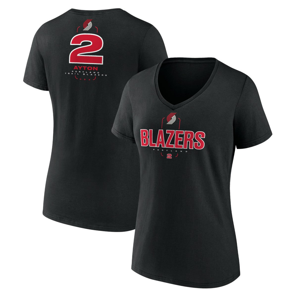 Deandre Ayton Portland Trail Blazers Women's Behind The Back Name & Number V-Neck T-Shirt Black - NBA