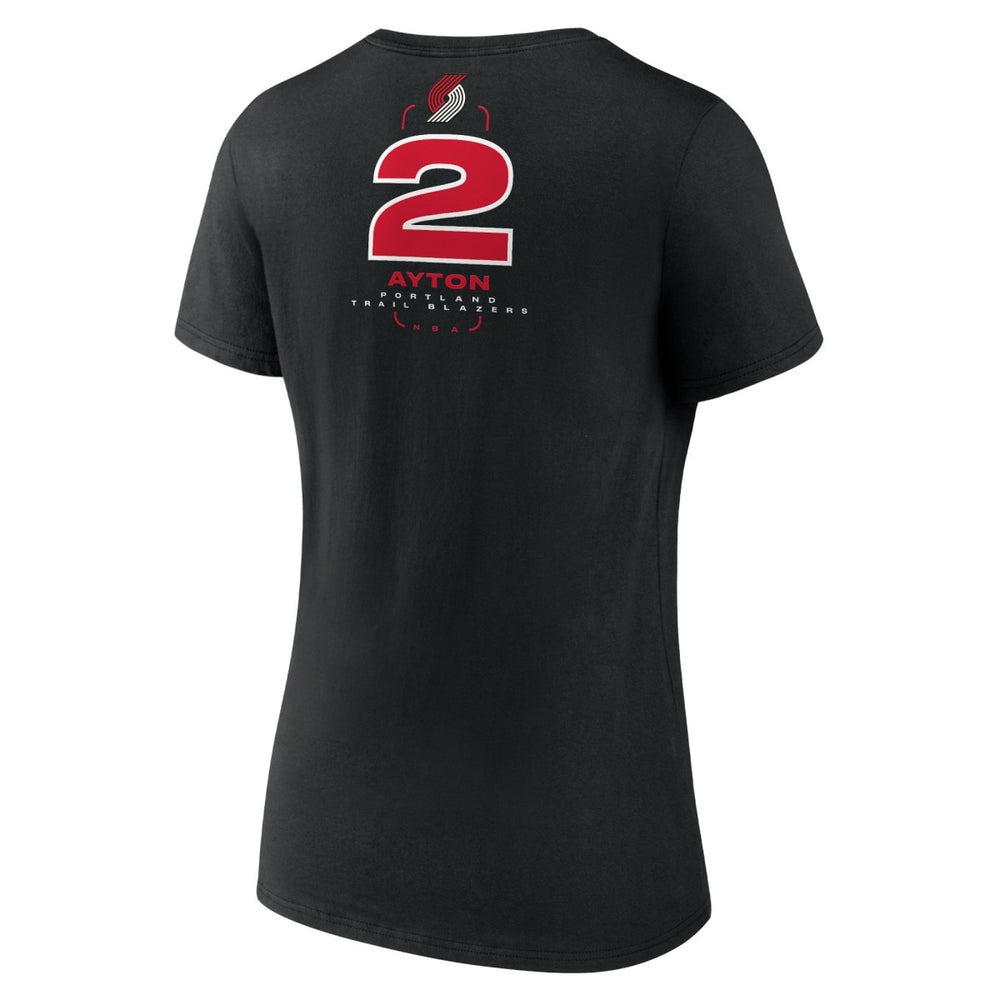 Deandre Ayton Portland Trail Blazers Women's Behind The Back Name & Number V-Neck T-Shirt Black - NBA