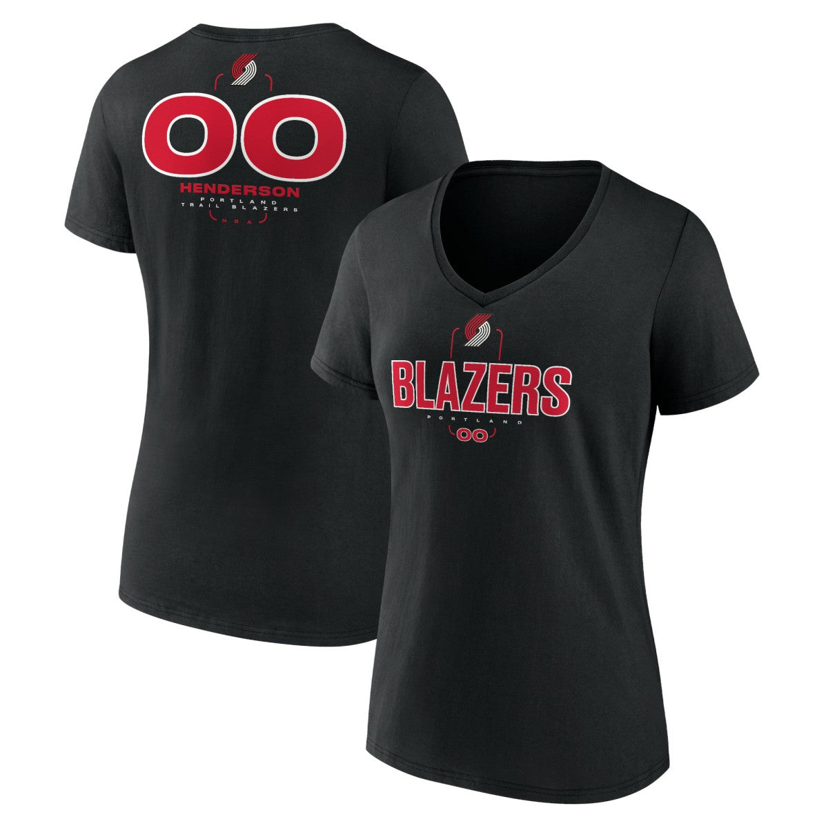 Scoot Henderson Portland Trail Blazers Women's Behind The Back Name & Number V-Neck T-Shirt Black - NBA