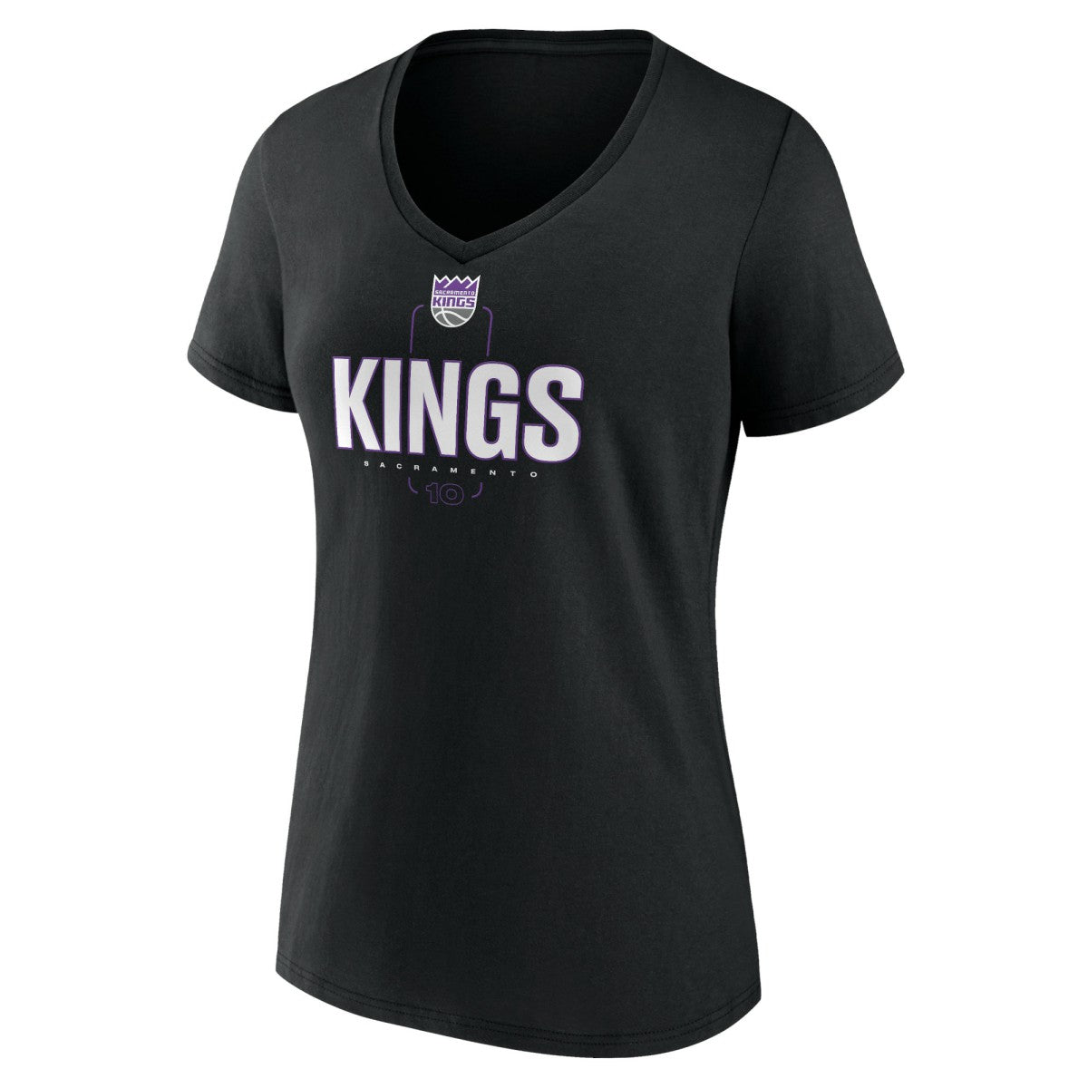Domantas Sabonis Sacramento Kings Women's Behind The Back Name & Number V-Neck T-Shirt Black - NBA