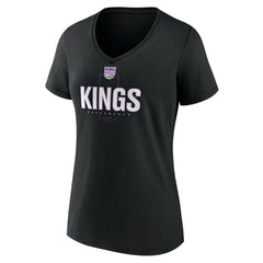 Domantas Sabonis Sacramento Kings Women's Behind The Back Name & Number V-Neck T-Shirt Black - NBA