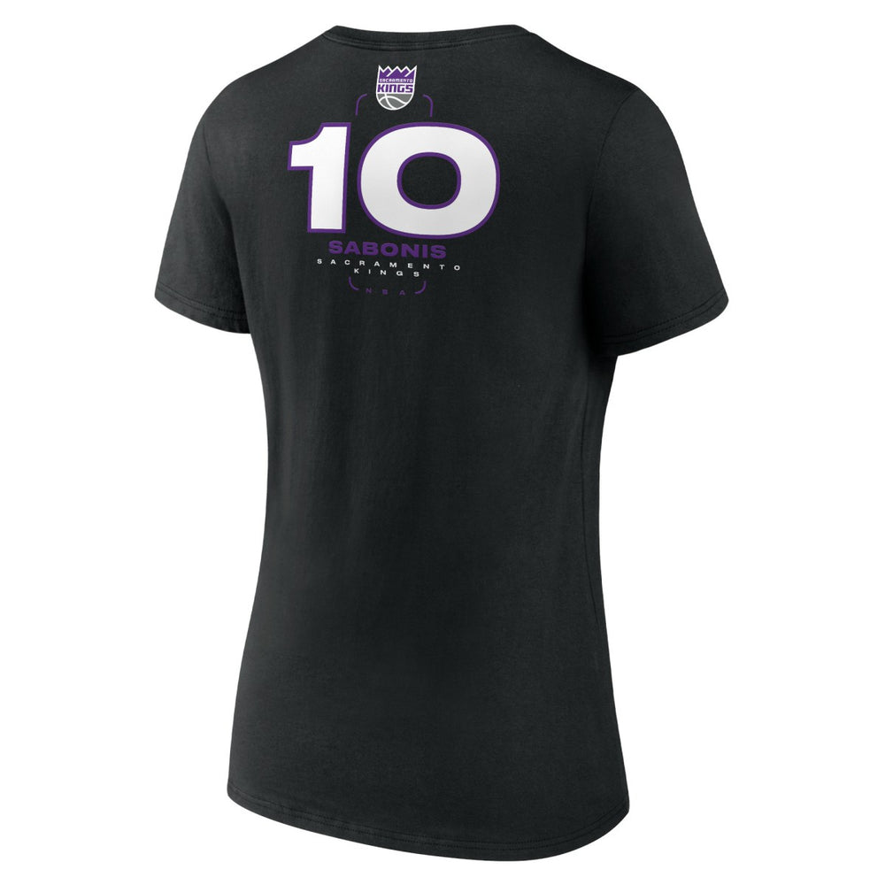 Domantas Sabonis Sacramento Kings Women's Behind The Back Name & Number V-Neck T-Shirt Black - NBA