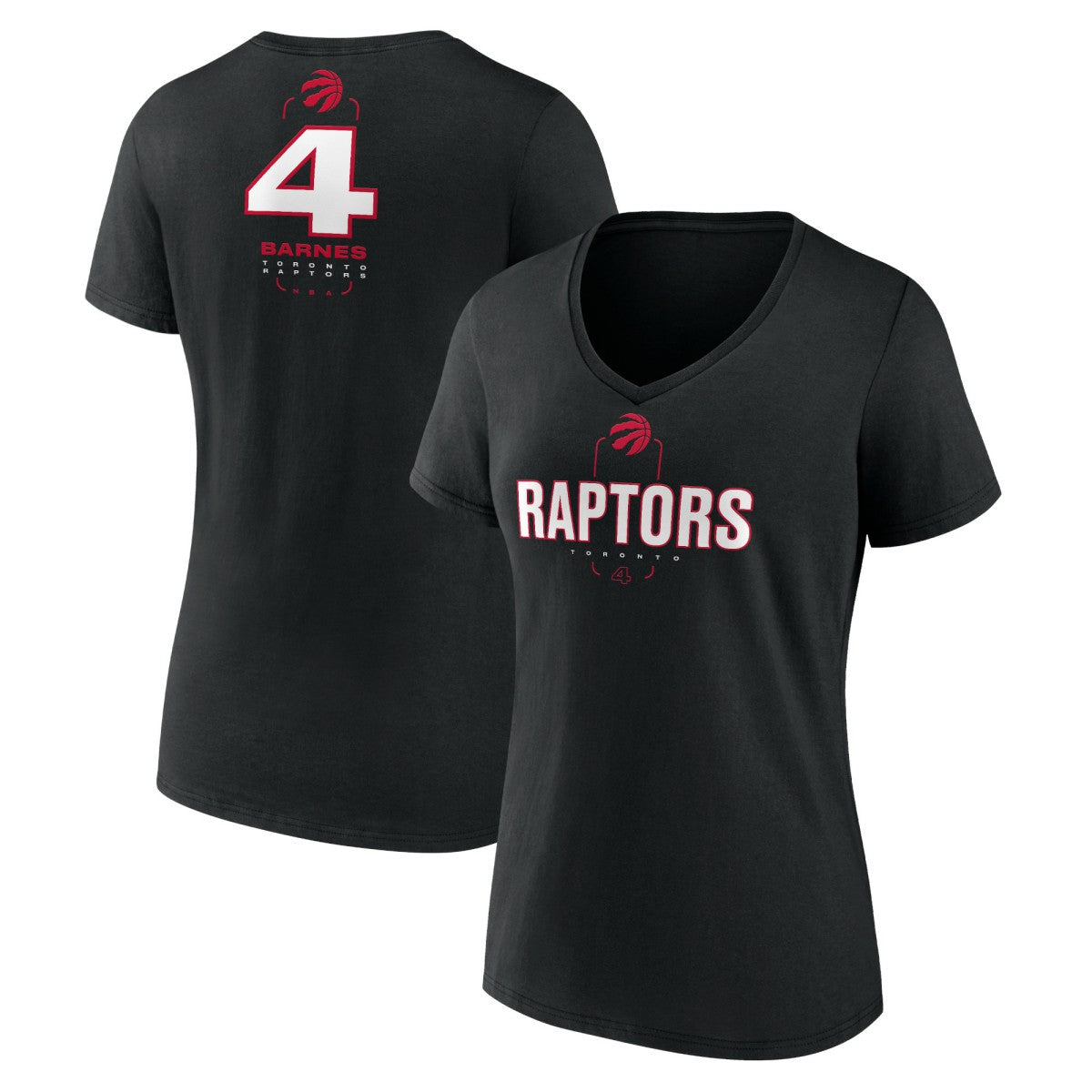 Scottie Barnes Toronto Raptors Women's Behind The Back Name & Number V-Neck T-Shirt Black - NBA