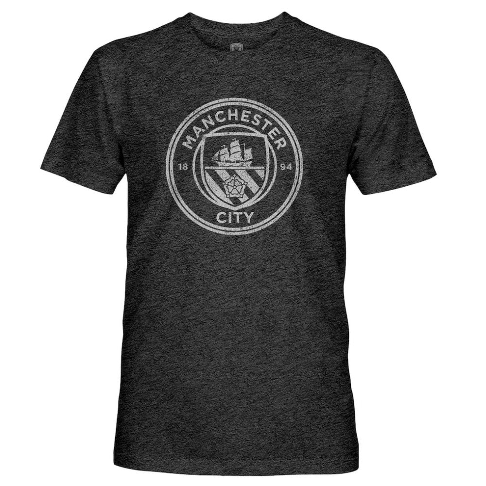 Manchester City 1863FC Mono Crest Twisted Tri-Blend Slub T-Shirt Heather Black - FIFA World CUP