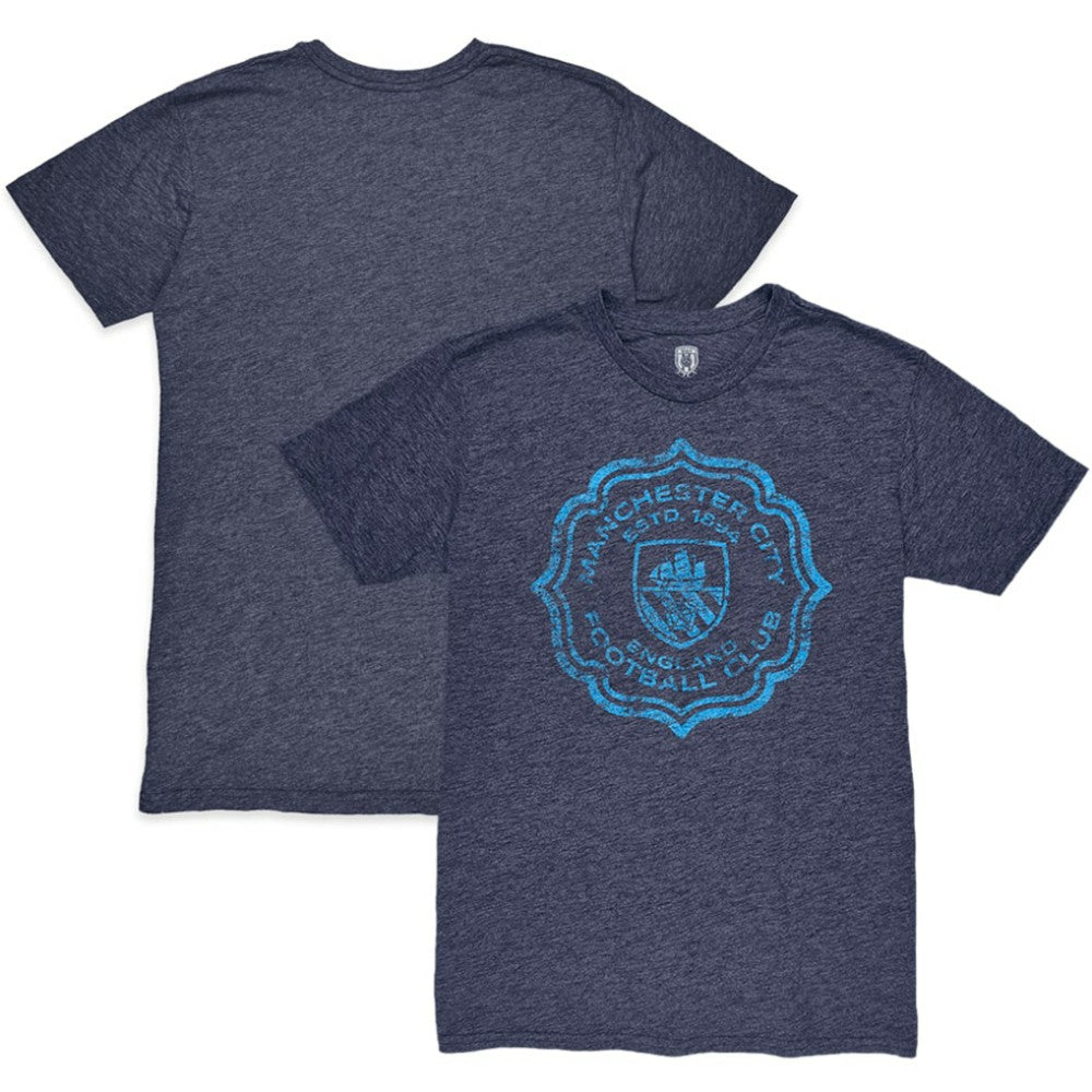 Manchester City 1863FC Retro Flourish Twisted Tri-Blend Slub T-Shirt Heather Navy - FIFA World CUP