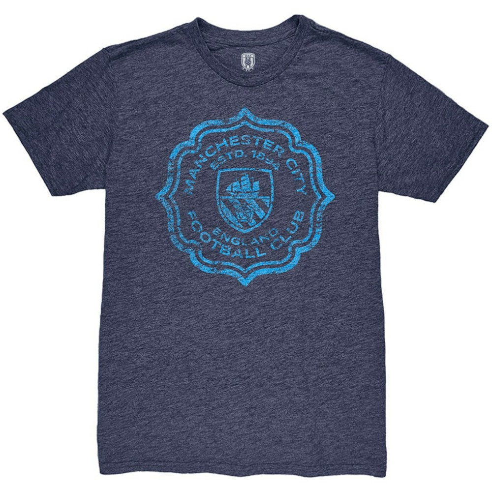 Manchester City 1863FC Retro Flourish Twisted Tri-Blend Slub T-Shirt Heather Navy - FIFA World CUP
