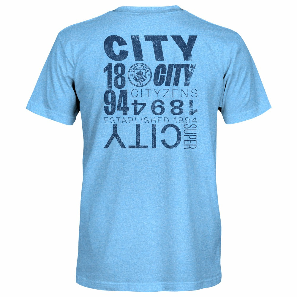 Manchester City 1863FC Front Back Text Twisted Tri-Blend Slub T-Shirt Sky Blue - FIFA World CUP