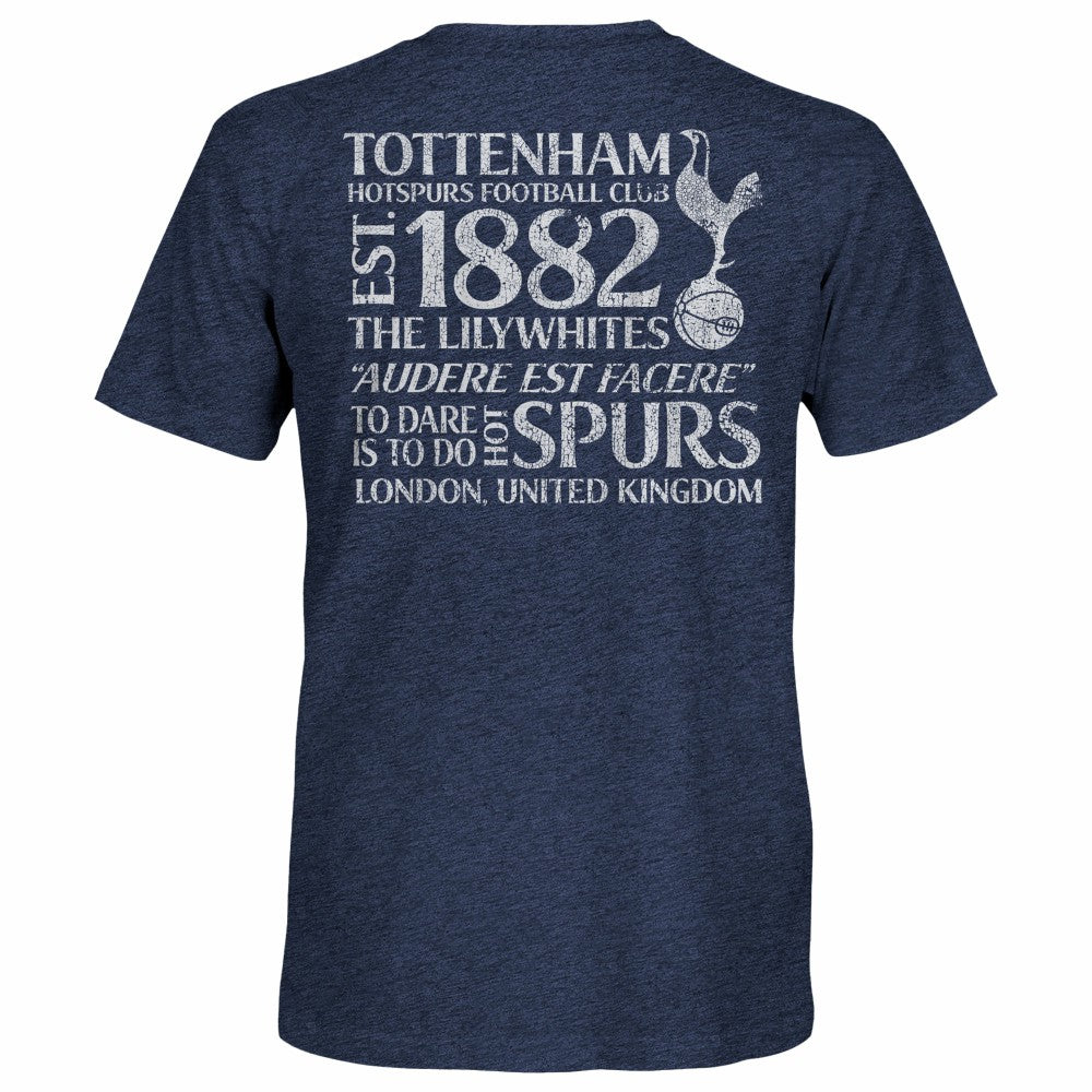 Tottenham Hotspur 1863FC Front Back Text Twisted Tri-Blend Slub T-Shirt Heather Navy - FIFA World CUP