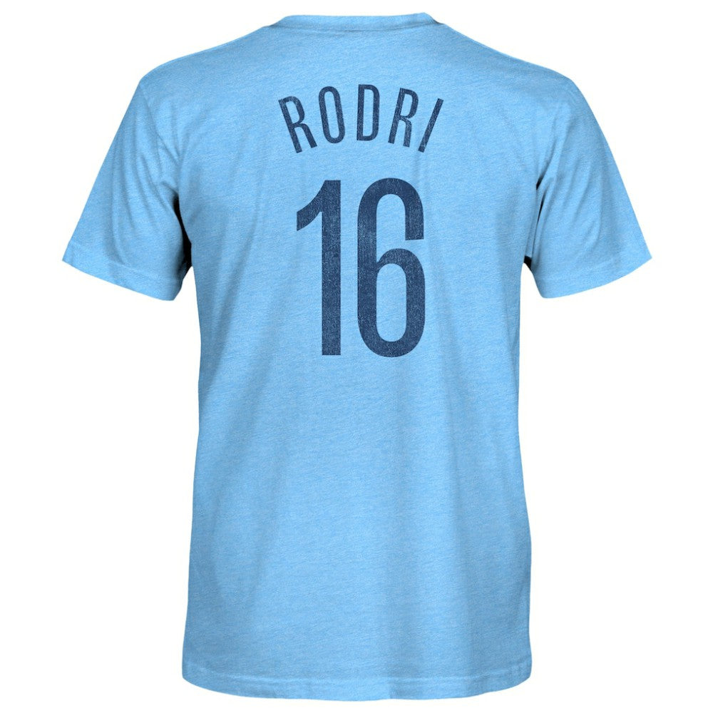 Rodrigo Manchester City 1863FC Player Name & Number Twisted Tri-Blend Slub T-Shirt Sky Blue - FIFA World CUP
