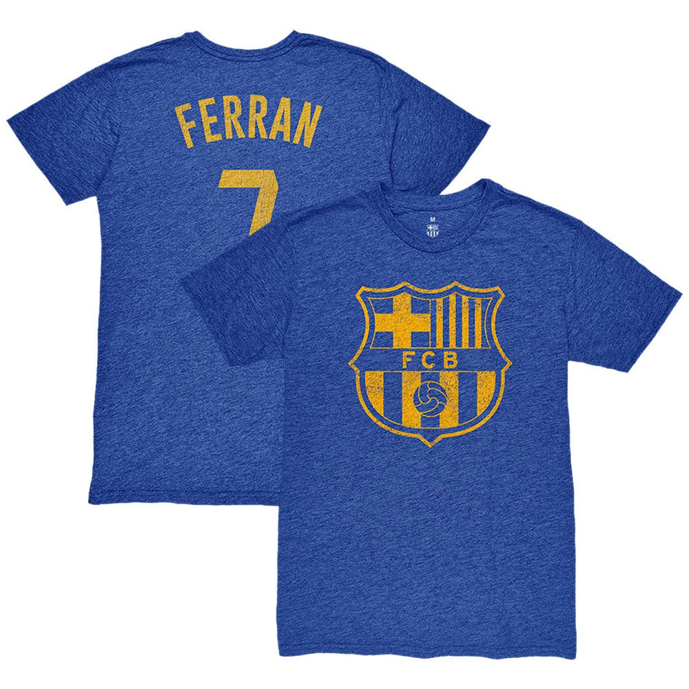 Ferran Torres Barcelona 1863FC Player Name & Number Twisted Tri-Blend Slub T-Shirt Heather Royal - FIFA World CUP