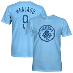 Erling Haaland Manchester City 1863FC Player Name & Number Twisted Tri-Blend Slub T-Shirt Sky Blue - FIFA World CUP