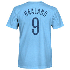 Erling Haaland Manchester City 1863FC Player Name & Number Twisted Tri-Blend Slub T-Shirt Sky Blue - FIFA World CUP