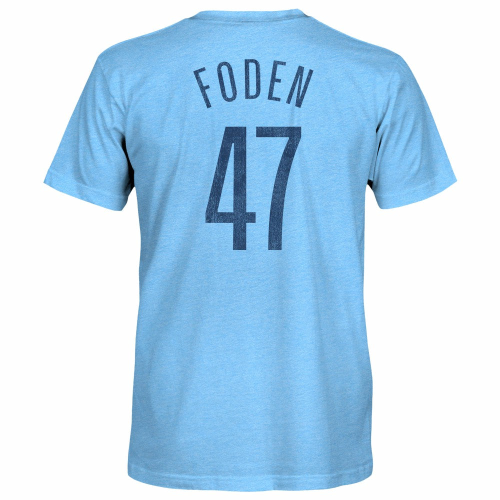 Phil Foden Manchester City 1863FC Player Name & Number Twisted Tri-Blend Slub T-Shirt Sky Blue - FIFA World CUP