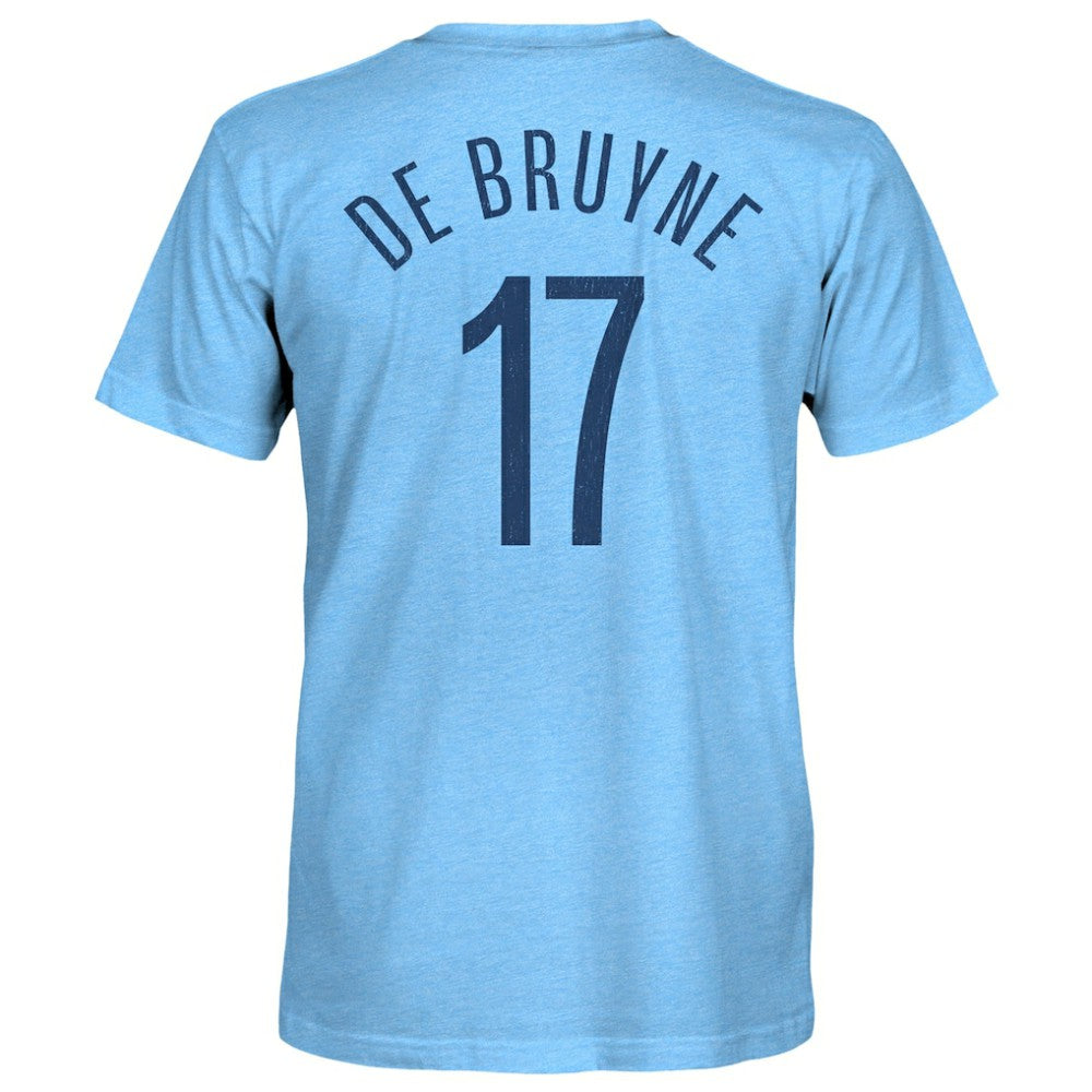 Kevin De Bruyne Manchester City 1863FC Player Name & Number Twisted Tri-Blend Slub T-Shirt Sky Blue - FIFA World CUP