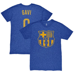 Gavi Barcelona 1863FC Player Name & Number Twisted Tri-Blend Slub T-Shirt Heather Royal - FIFA World CUP