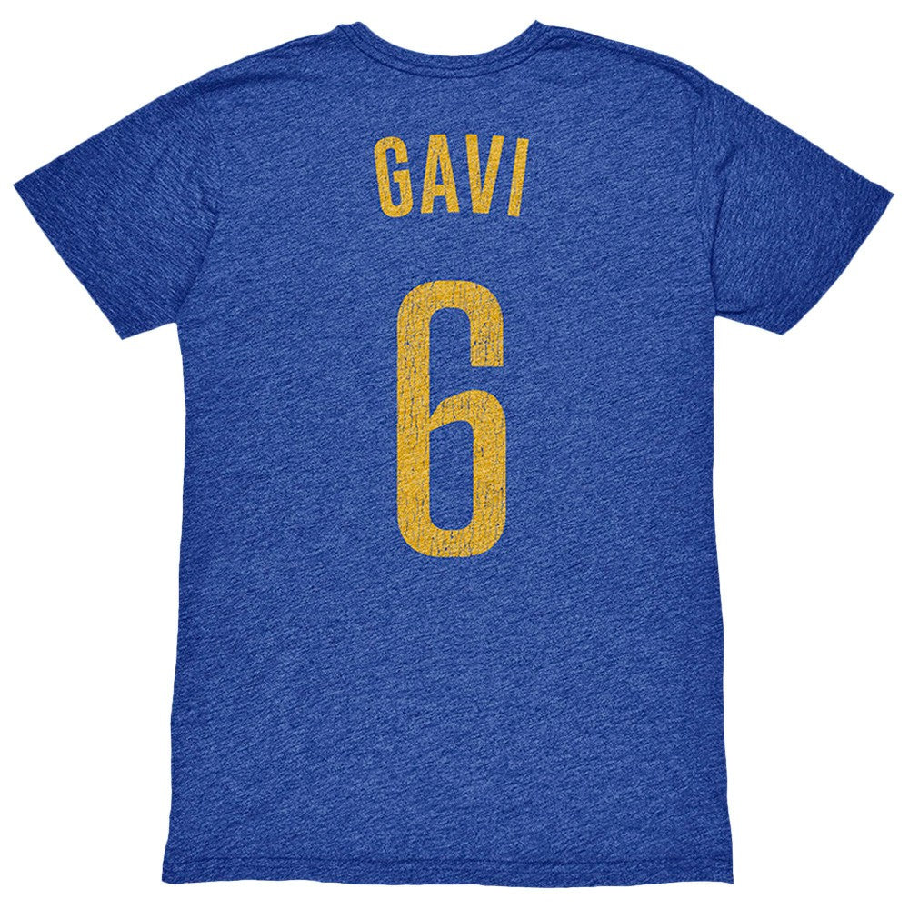 Gavi Barcelona 1863FC Player Name & Number Twisted Tri-Blend Slub T-Shirt Heather Royal - FIFA World CUP