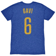 Gavi Barcelona 1863FC Player Name & Number Twisted Tri-Blend Slub T-Shirt Heather Royal - FIFA World CUP