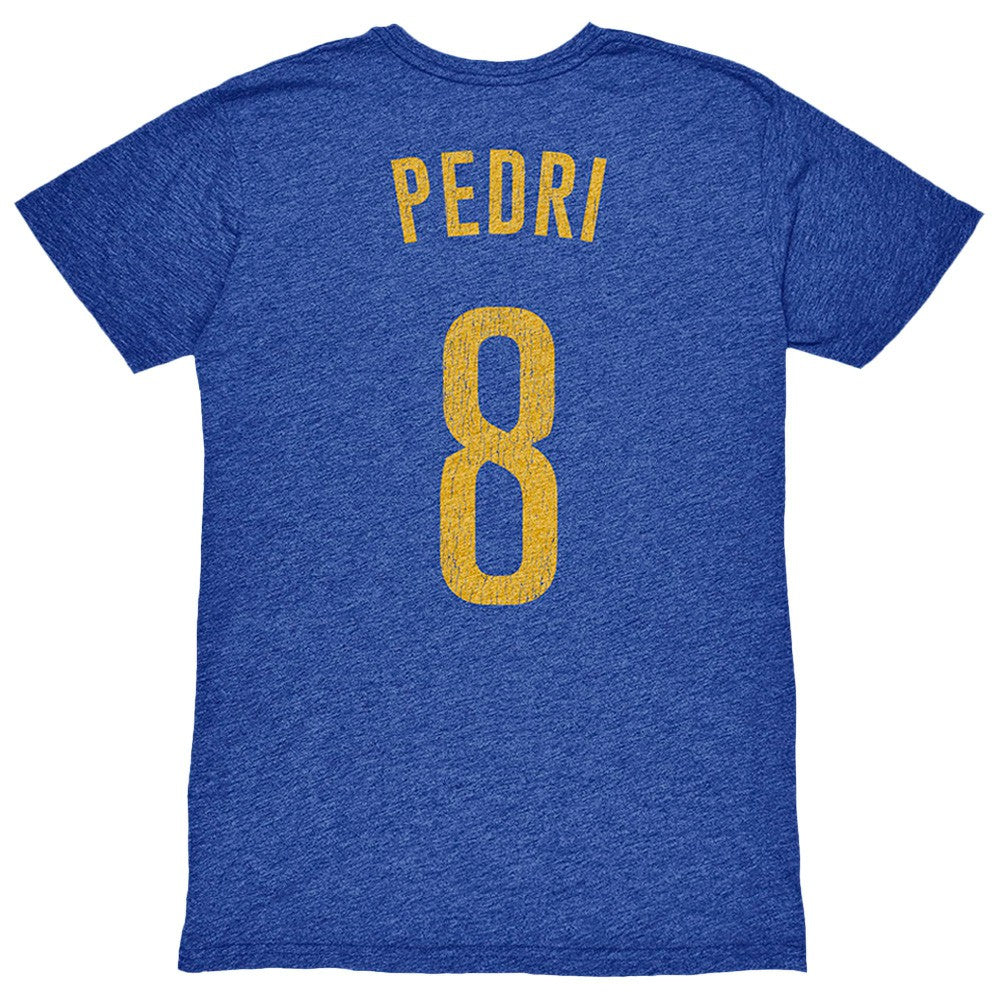 Pedri Barcelona 1863FC Player Name & Number Twisted Tri-Blend Slub T-Shirt Heather Royal - FIFA World CUP