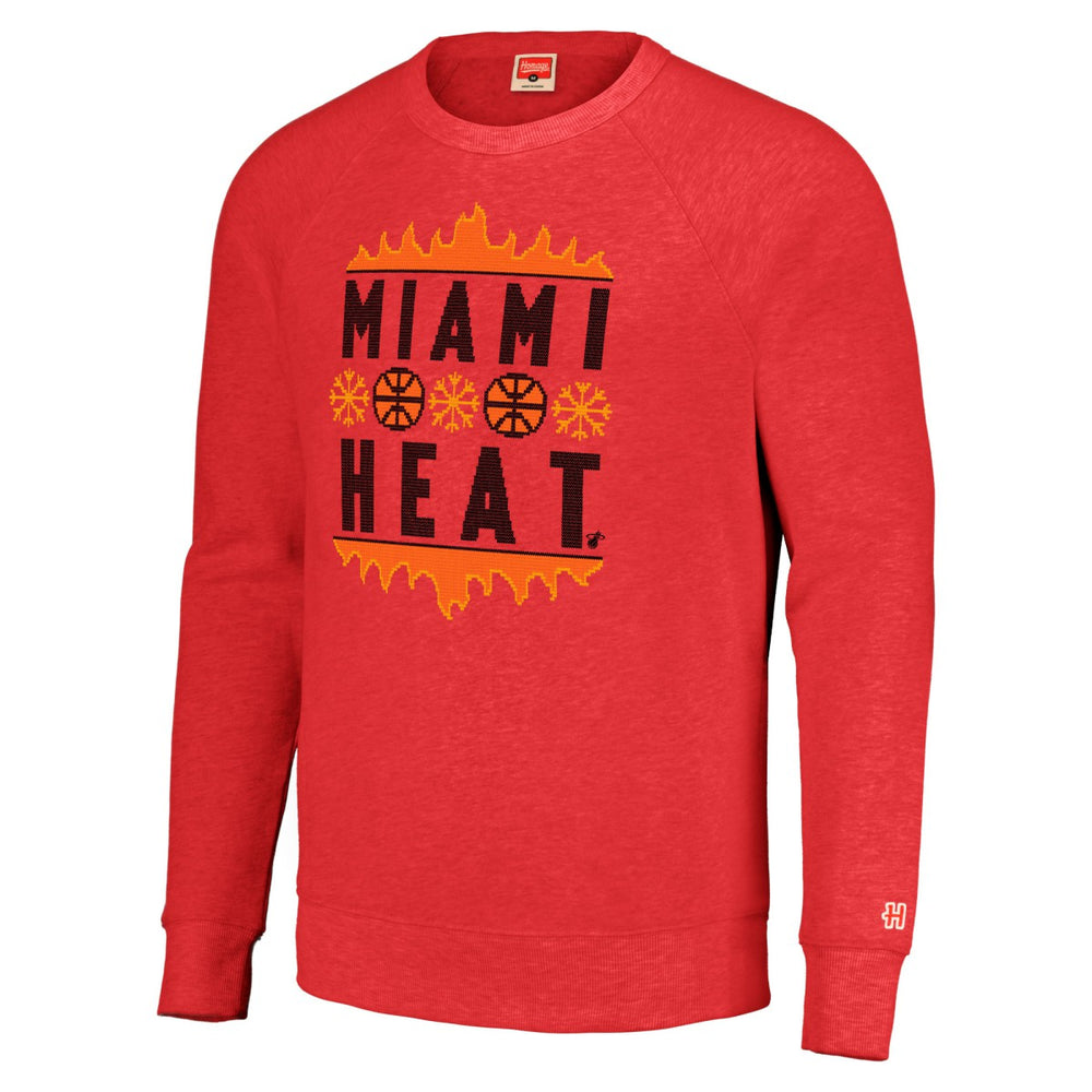 Miami Heat Homage Unisex Holiday Raglan Pullover Sweatshirt Red - NBA