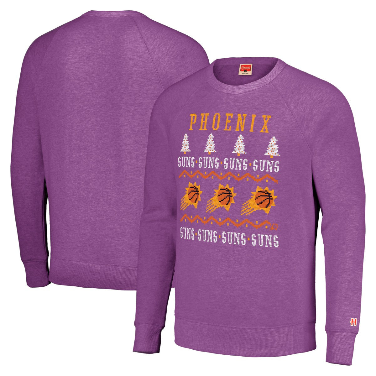 Phoenix Suns Homage Unisex Holiday Tri-Blend Raglan Pullover Sweatshirt Purple - NBA