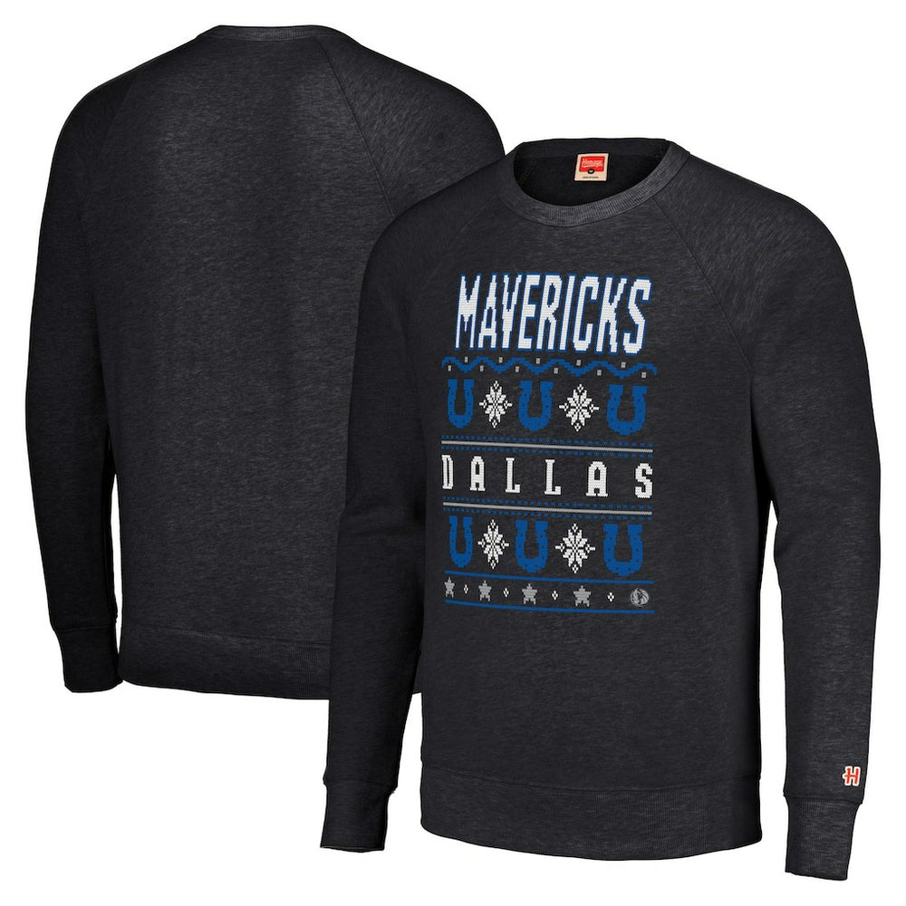 Dallas Mavericks Homage Unisex Holiday Raglan Pullover Sweatshirt Charcoal - NBA
