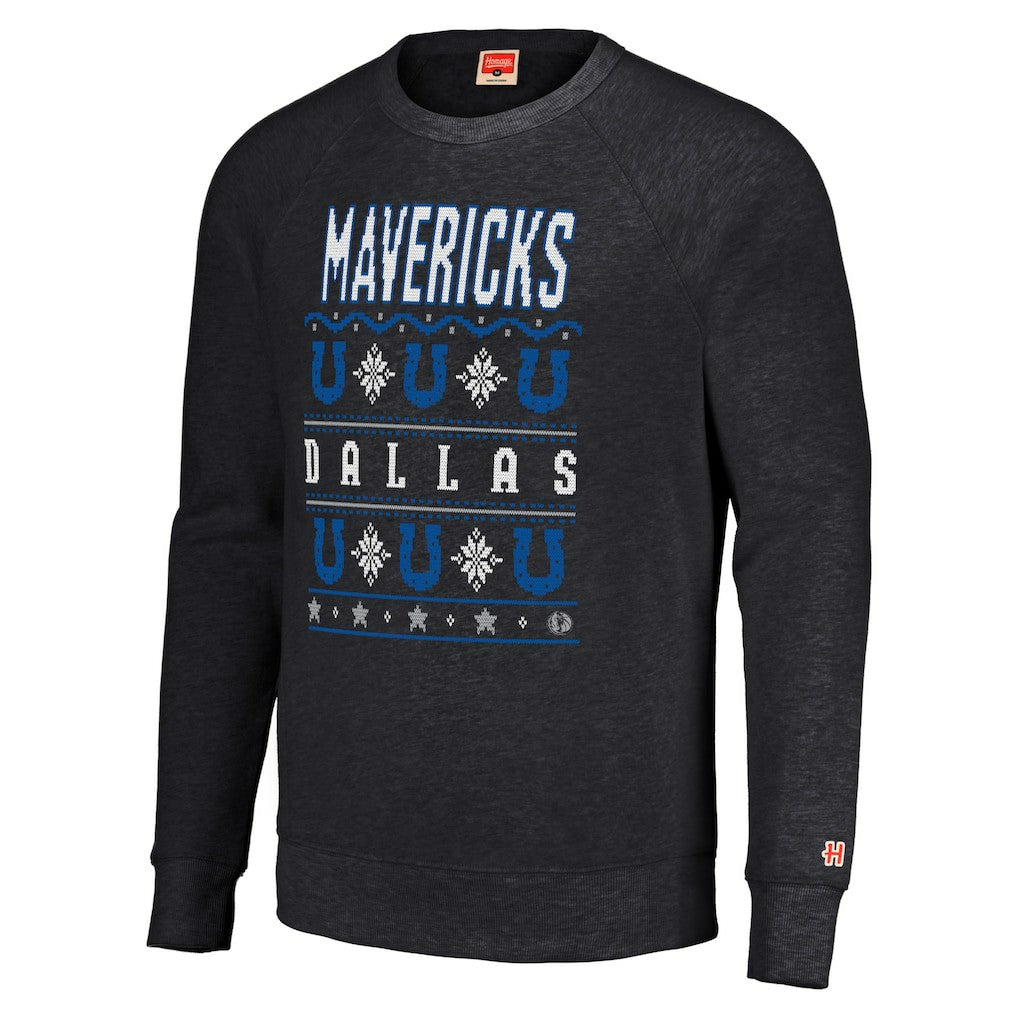 Dallas Mavericks Homage Unisex Holiday Raglan Pullover Sweatshirt Charcoal - NBA