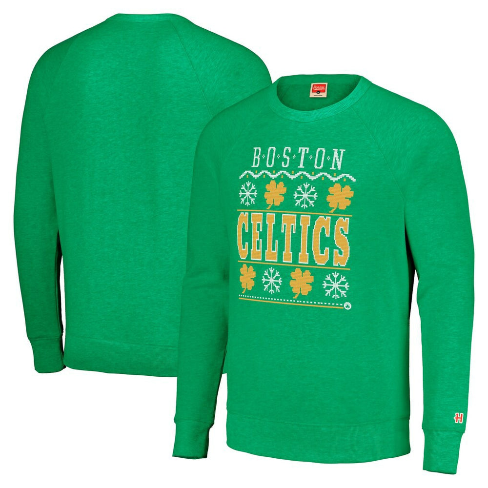 Boston Celtics Homage Unisex Holiday Raglan Pullover Sweatshirt Kelly Green - NBA