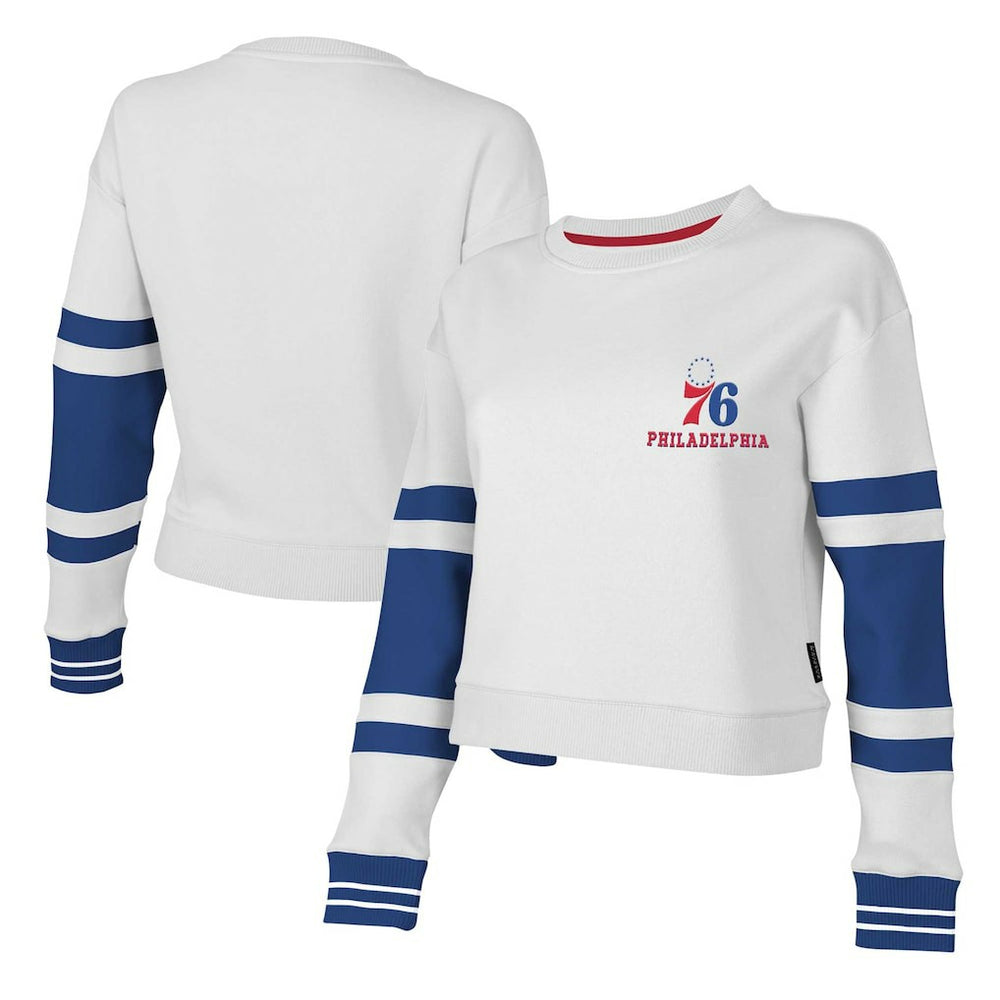 Philadelphia 76ers Stadium Essentials Women's Scrimmage Cropped Pullover Sweatshirt White - NBA