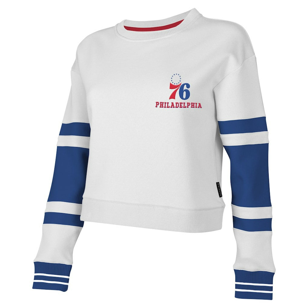 Philadelphia 76ers Stadium Essentials Women's Scrimmage Cropped Pullover Sweatshirt White - NBA