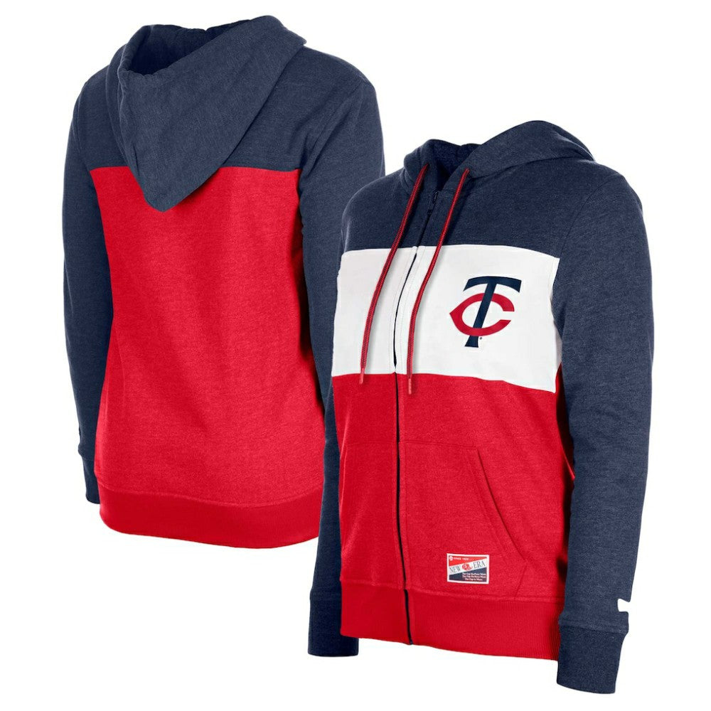 Minnesota Twins New Era Women's Color Block Full-Zip Hoodie Jacket - MLB