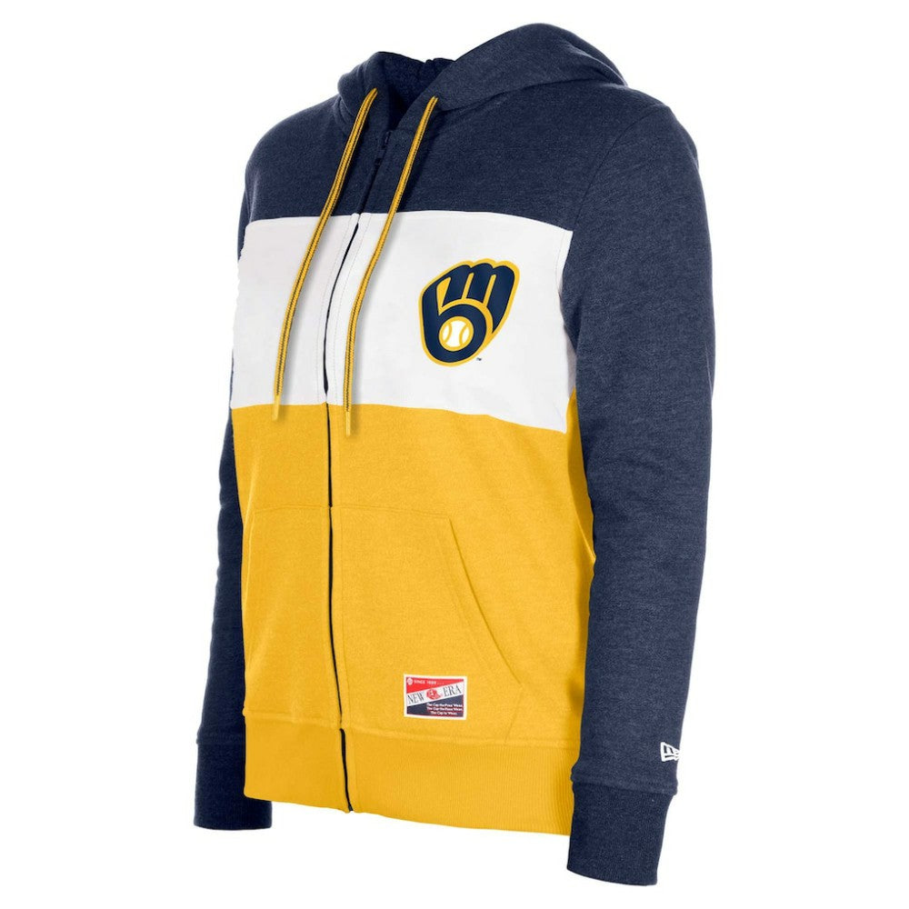 Milwaukee Brewers New Era Women's Color Block Full-Zip Hoodie Jacket - MLB