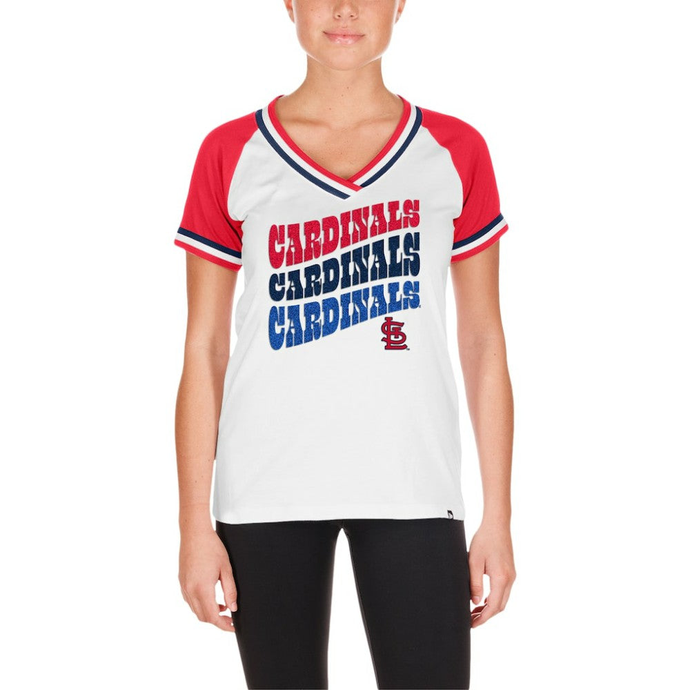 St. Louis Cardinals New Era Women's Jersey Double Binding Raglan V-Neck T-Shirt - MLB