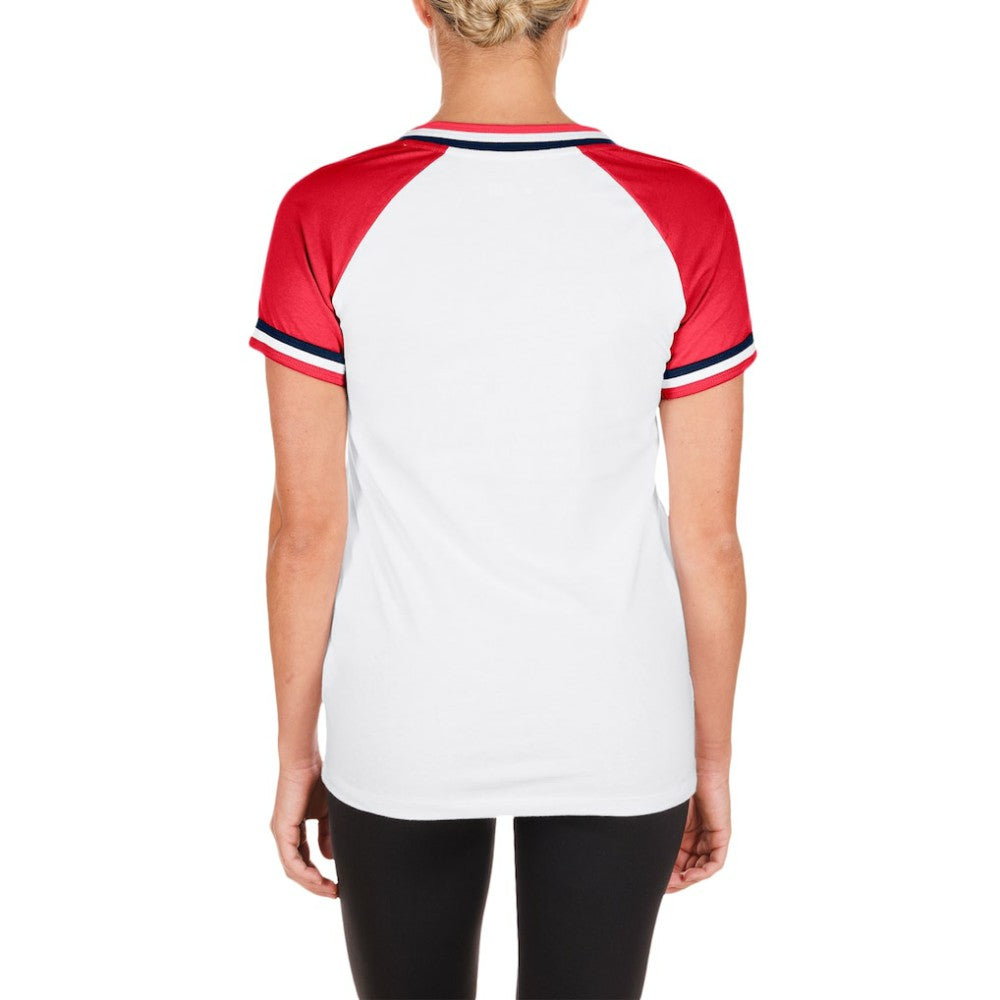 St. Louis Cardinals New Era Women's Jersey Double Binding Raglan V-Neck T-Shirt - MLB