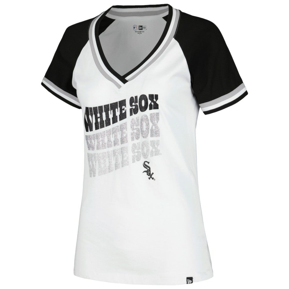Chicago White Sox New Era Women's Jersey Double Binding Raglan V-Neck T-Shirt - MLB