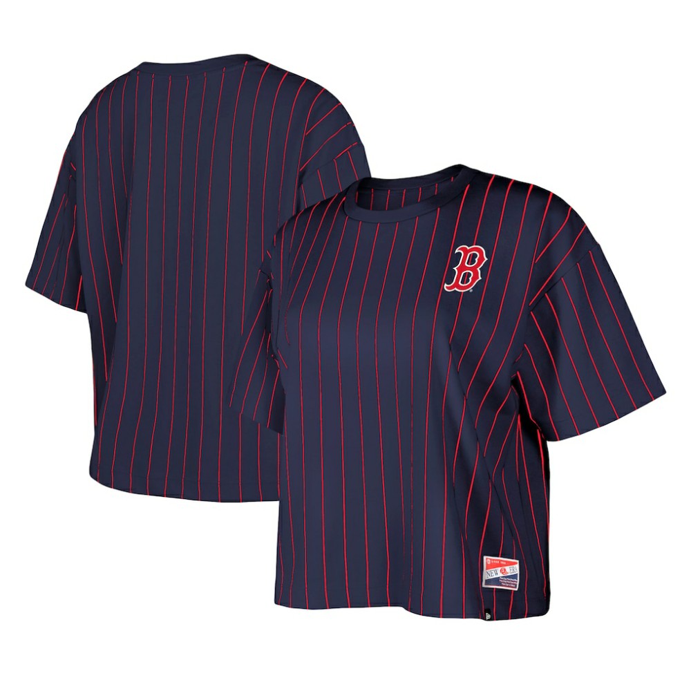 Boston Red Sox New Era Women's Boxy Pinstripe T-Shirt - MLB