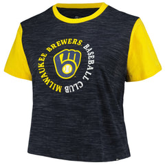 Milwaukee Brewers New Era Women's Plus Size Crossover Back Cropped T-Shirt - MLB