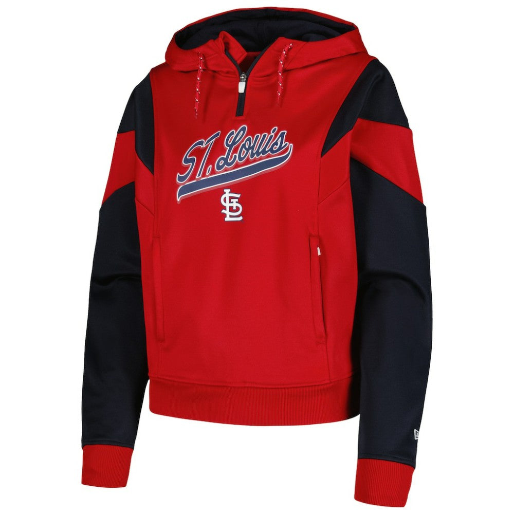 St. Louis Cardinals New Era Women's Color Block Fleece Quarter-Zip Hoodie - MLB